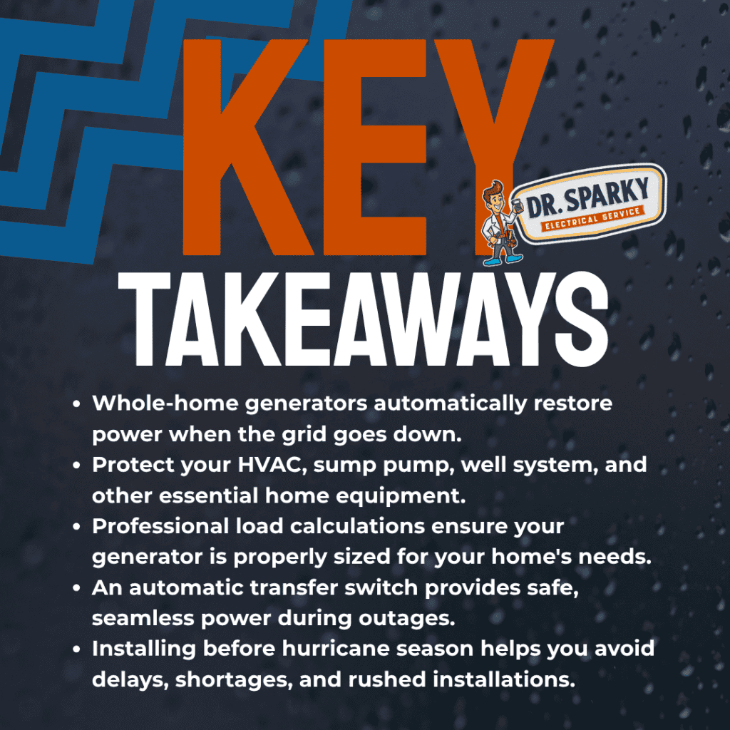 Generator backup key takeaways for hurricane preparedness in Greensboro, NC.